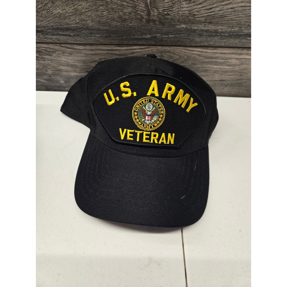 Eagle Crest US Army Veteran Hat Mens Black Snapback Official Military Headwear